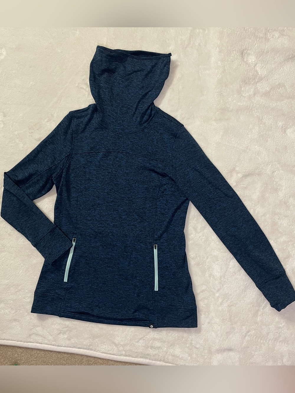 Dark Blue and Black Turtleneck Activewear Pullover size M
